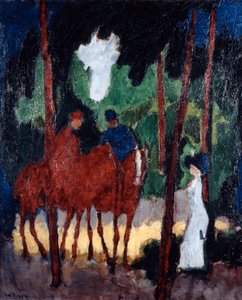 Ryttare i skogen i Boulogne, c1904 av Unbekannt