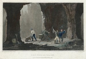Bergsalt: Gruvarbetare på arbete i saltgruva nära Krakow, Polen, c1820 av Unbekannt