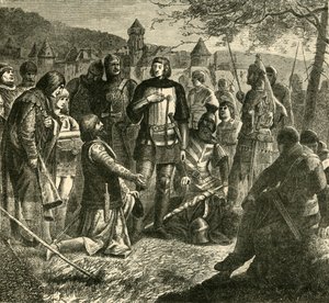 Rodolph av Hapsburg tar emot nyheter om sitt val som suverän över Tyskland 1273, 1890. av Unbekannt