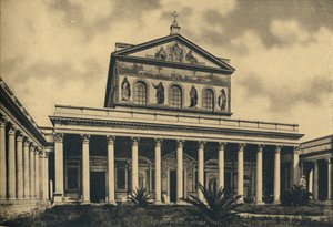 Roma - Huvudfasaden av Basilica of St. Paul utan väggarna, 1910. av Unbekannt