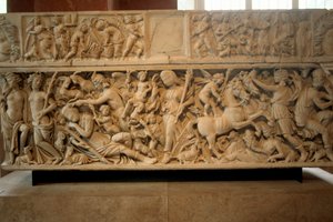 Romersk sarkofag med legenden om Selene och Endymion, 230-235 e.Kr. av Unbekannt