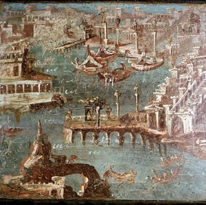 Romersk väggmålning av en hamnplats, Stabiae, nära Pompeji, Italien av Unbekannt