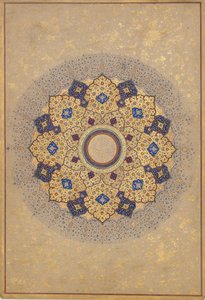 Rosett som bär Shah Jahans namn och titlar, folio från Shah Jahan-albumet, ca. 1645. av Unbekannt