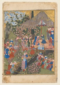 Royal Feast in a Garden, ago på höger folio från dubbelsidig frontispice..., ca. 1440. av Unbekannt