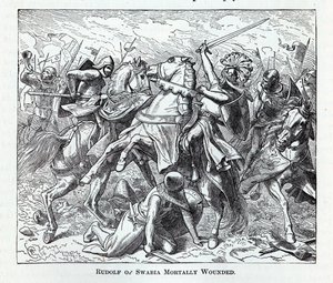 Rudolf av Schwaben dödligt sårad, 1882 av Unbekannt