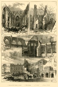 Ruinerna av parlamentets hus, 1881. av Unbekannt