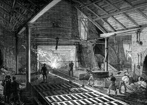 Att köra in det smälta järnet i grisarna, c1880 av Unbekannt