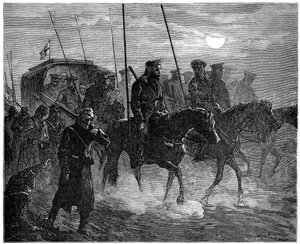 Ryska sårade lämnar Plevna, rysk-turkiska kriget, 1877-1878, 1900 av Unbekannt