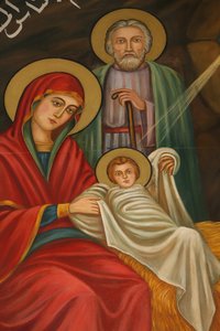 Saint Anthony, koptisk kyrkofödelsemålning, Jerusalem, Israel av Unbekannt