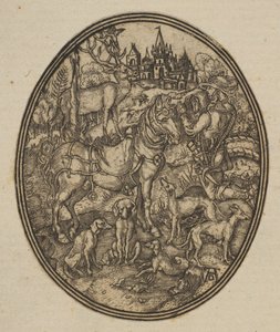Saint Eustace reducerad omvänd kopia i oval.n.d. av Unbekannt