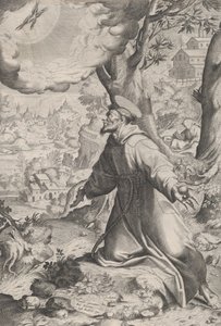 Saint Francis tar emot stigmata, 1590-1620. av Unbekannt