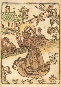 Saint Francis tar emot Stigmata, ca. 1480. av Unbekannt