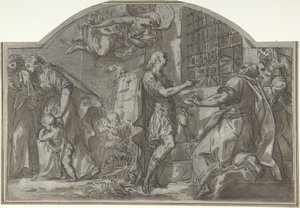 Saint Sebastian uppmanar de kristna fångarna, 1700-talet. av Unbekannt