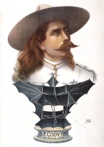 Samuel Franklin Cody och hans "manlyftande drake" (cerf-volant), c 1904 av Unbekannt