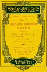 Samuel Jones & Company Gummed Paper Makers annons, 1919 av Unbekannt