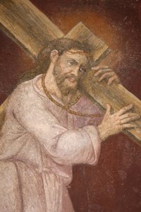 San Jeronimos kyrka. Jesus bär sitt kors Madrid Spanien av Unbekannt