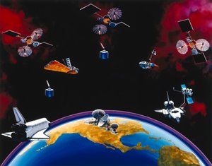 Satelliter, kommunikation, USA TDRSS-konstellation och markstation av Unbekannt