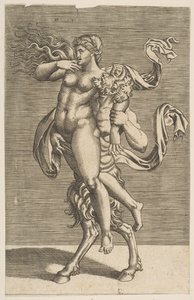 Satyr bär en nymf som håller fast hennes högra arm, ca. 1515-1600. av Unbekannt