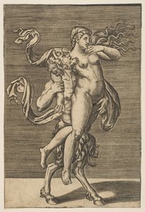 Satyr bär en nymf som håller fast hennes högra arm, ca. 1515-1600. av Unbekannt