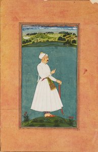 Sawai Jai Singh står i ett landskap, c1730 av Unbekannt
