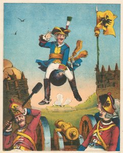 Scen från Baron Munchausens äventyr av Rudolph Erich Raspe, c1850 av Unbekannt