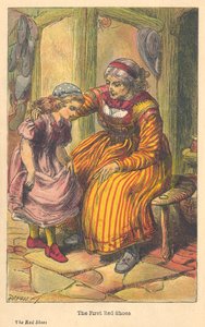 Scen från The Red Shoes av Hans Christian Andersen, c1879 av Unbekannt