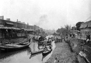Scen från Whitely bridge, Ashar, Irak, 1917-1919 av Unbekannt