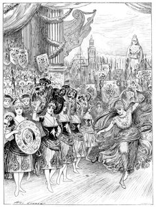 Scen från pantomimen The Forty Thieves på Dury Lane Theatre, London, 1887 av Unbekannt