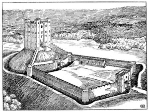 Schema av ett normandiskt slott baserat på Castle Hedingham, Essex, England av Unbekannt