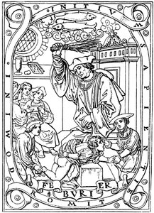 Skolpojke som fick kunskap slagen i sig med björken, 1526 av Unbekannt
