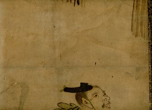 Scrollmonterad målning som föreställer ett traditionellt japanskt tvåmannakomediteam som kallas manzai av Unbekannt