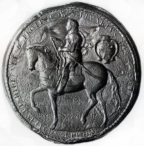 Protektoratets sigill med Oliver Cromwell till häst, 1600-talet, 1899 av Unbekannt