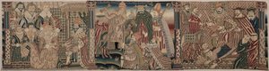 Avsnitt av en broderad fris: Ahasveros och Esther, påven som strider mot kejsaren, 1625-1649. av Unbekannt