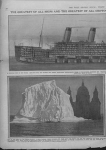 Sektionsdiagram av Titanic och isberg, 20 april 1912. av Unbekannt