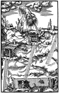Sektionsvy av en tysk gruva, 1556 av Unbekannt