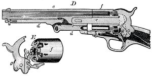 Sektionsvy av Colt-revolvern, c1880 av Unbekannt