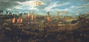 Slaget vid Lepanto 1571 / venez. Gem. av Unbekannt
