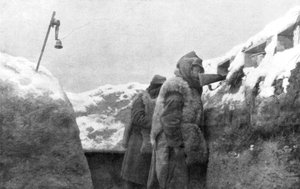 Vaktvakter i en skyttegrav med utsikt över ingenmansland, Pas-de-Calais, Frankrike, vinter, 1915 av Unbekannt