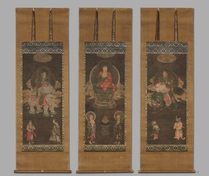 Shakyamuni Triad: Buddha deltog av Manjushri och Samantabhadra, sent 1300-tal. av Unbekannt