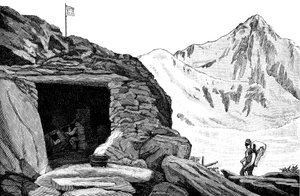 Skydd byggt av glaciologen Louis Agassiz, Aar-glaciären, Schweiz, 1840 1885 av Unbekannt