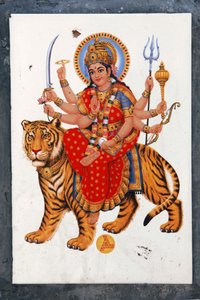 Sherawali och Jagdamba. Fox i norra Indien sjunger i pris av hennes Jai Mata Di, hon är samma Durga eller Shakti. av Unbekannt