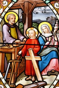 Vår fru av la Salettes helgedom Fönster i målat glas Jesus i sin fars verkstad, La Salette, Frankrike av Unbekannt
