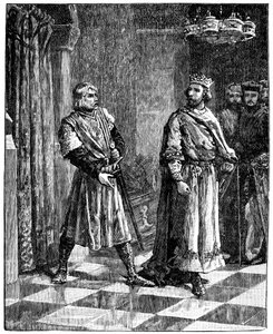 Simon de Montfort grälar med Henrik III, 1257, c1880 av Unbekannt