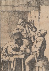 Sångare som står mellan två rökare, 1610-85. av Unbekannt