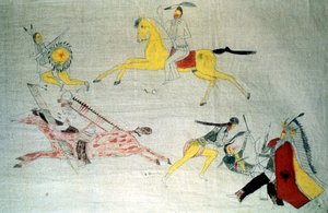 Sioux-krigare i strid, c1890 av Unbekannt