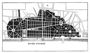Sir Christopher Wrens planerar att återuppbygga London efter den stora branden 1666 c1902 av Unbekannt