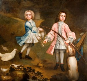 Sir Lister och Sir Charles Holte som pojkar, 1750. av Unbekannt