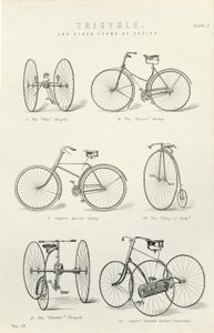 Sex tidiga former av cyklar och trehjulingar, 1800-talet av Unbekannt