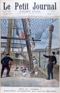 Halvmånadersinspektion av amiral Roustan ombord på Borda, 1902 av Unbekannt