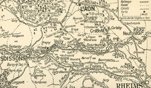 Skisskarta över dalen av Aisne ovanför Soissons, 1914, c1920. av Unbekannt
